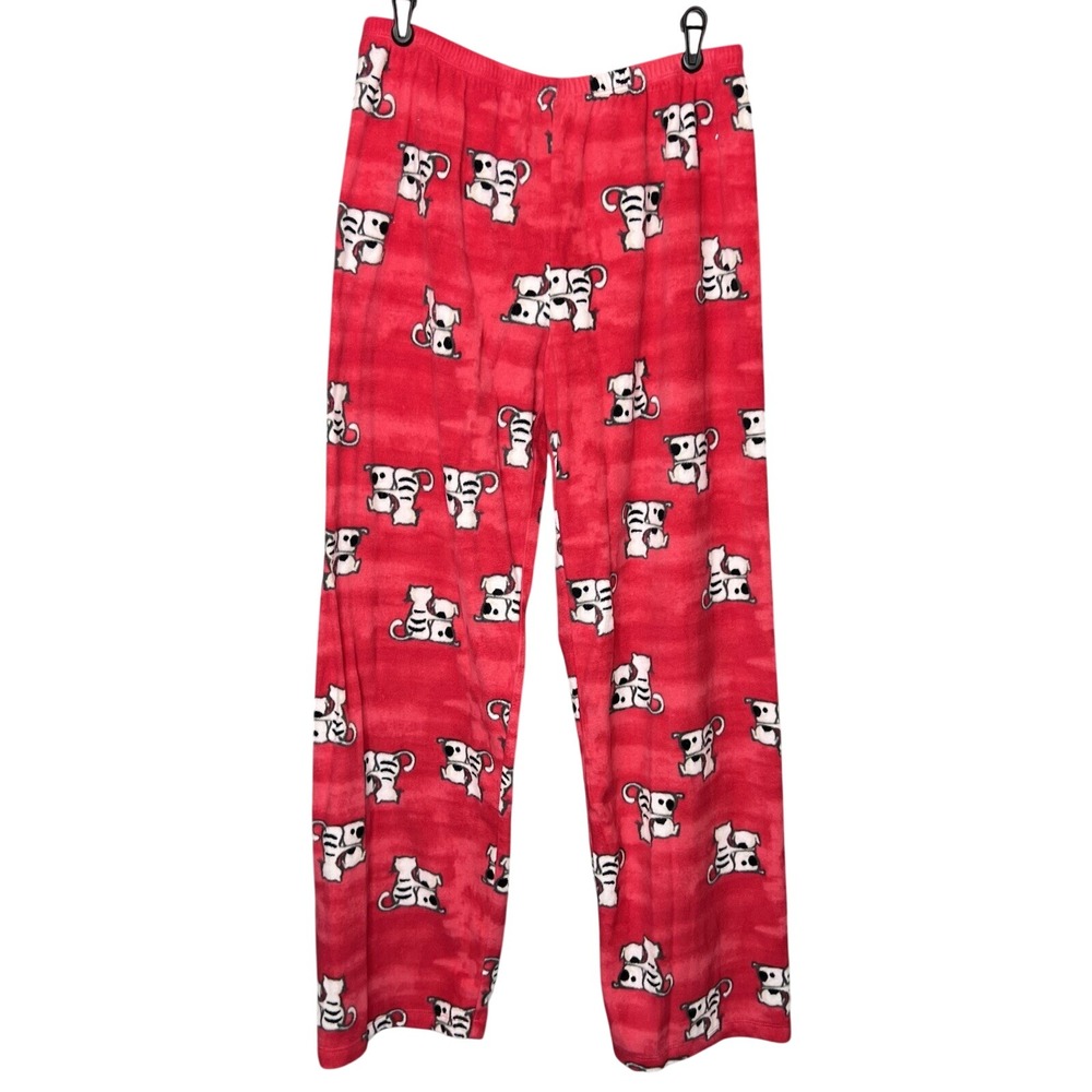 Hue Pajama Pants Medium Red Dog Cat Fleece Soft